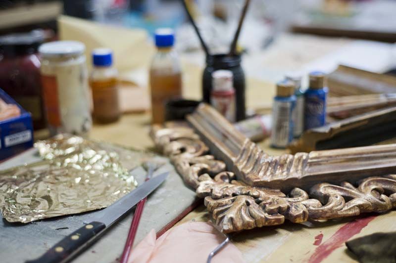 Vista de trabajo con marco en el taller